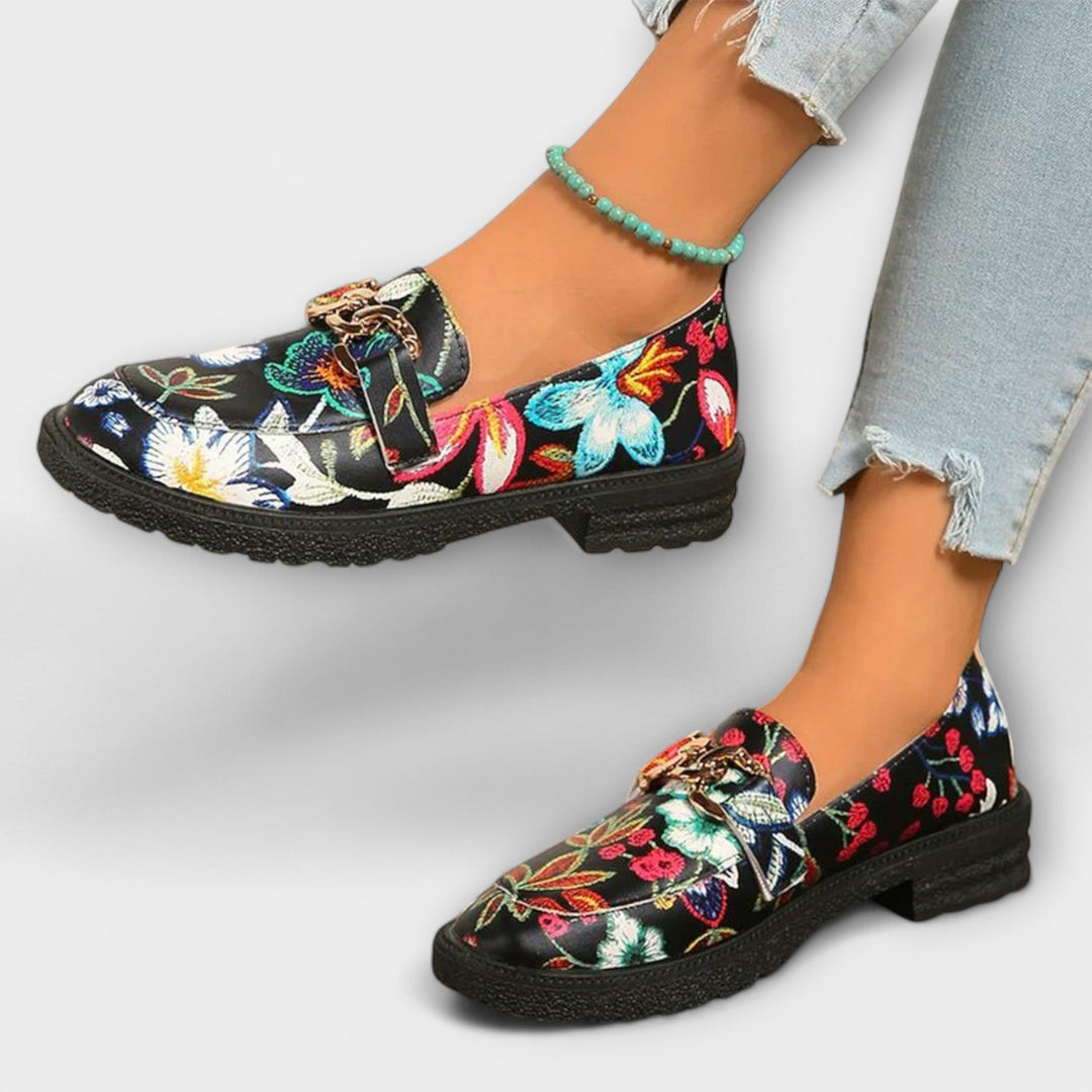 Orla – Bunte Loafers mit Blumenmuster