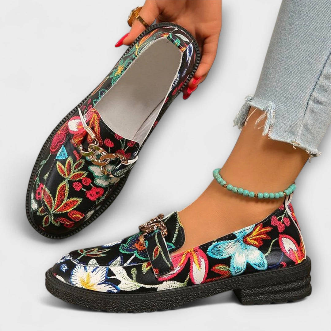 Orla – Bunte Loafers mit Blumenmuster