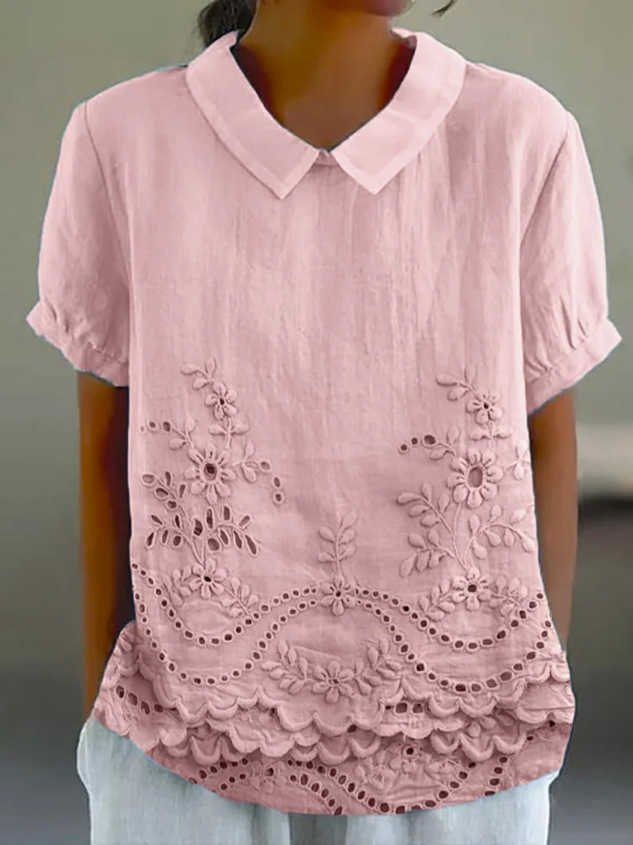 Lily | Floral Besticktes Hemd