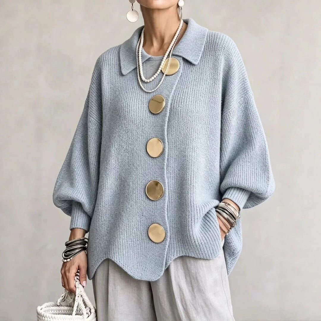 Karina - Oversized Cardigan mit Kragen und Knöpfen