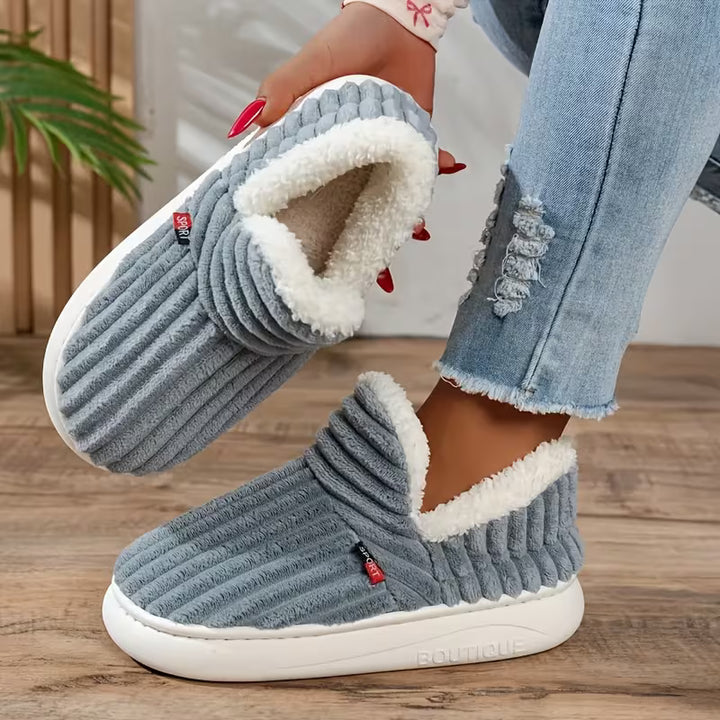 Damen Warme Pantoffeln – Weiches Sherpa-Fleece, Antirutschsohle für den Hausgebrauch