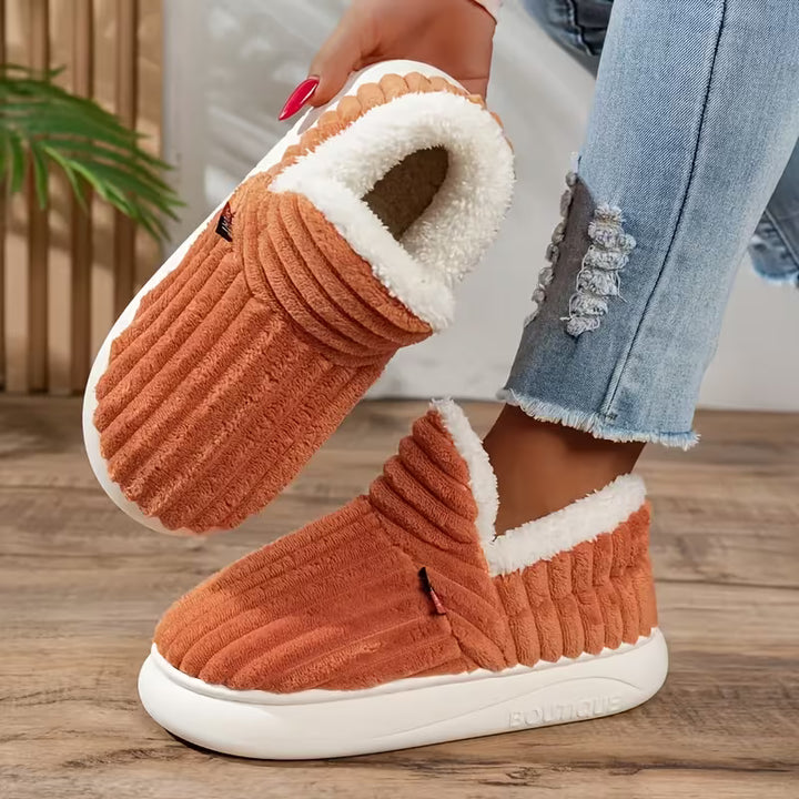 Damen Warme Pantoffeln – Weiches Sherpa-Fleece, Antirutschsohle für den Hausgebrauch