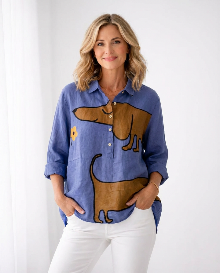Palmira | Zeitlose Leinenbluse mit Druck