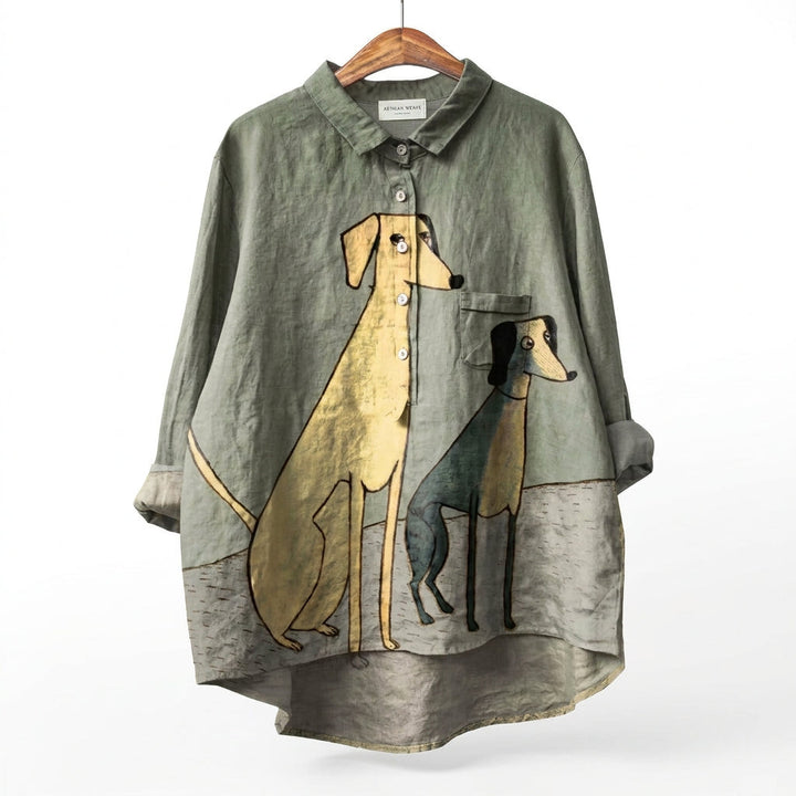 Palmira | Zeitlose Leinenbluse mit Druck
