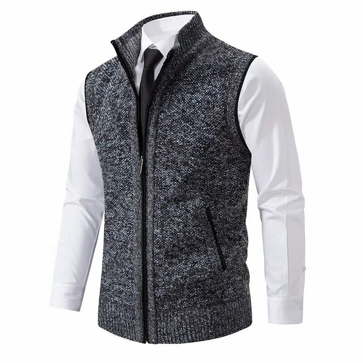 Russel  | Herren Ärmellose Strickjacke mit Reißverschluss und Stehkragen