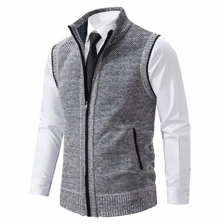 Russel  | Herren Ärmellose Strickjacke mit Reißverschluss und Stehkragen