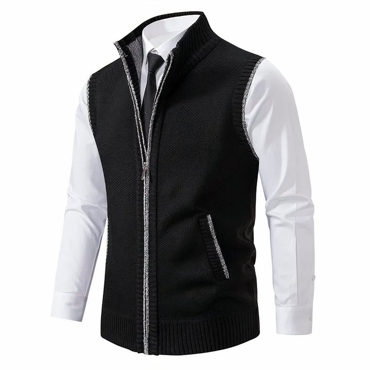 Russel  | Herren Ärmellose Strickjacke mit Reißverschluss und Stehkragen