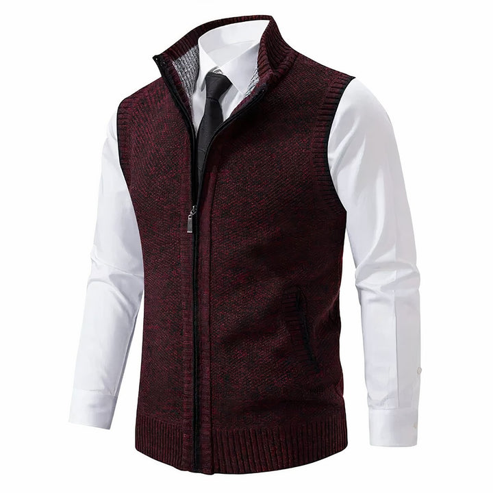 Russel  | Herren Ärmellose Strickjacke mit Reißverschluss und Stehkragen