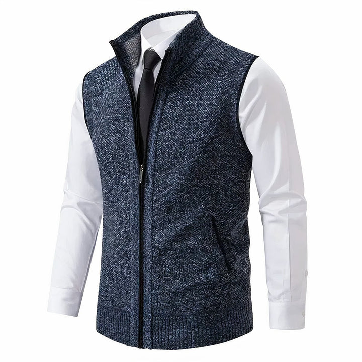 Russel  | Herren Ärmellose Strickjacke mit Reißverschluss und Stehkragen