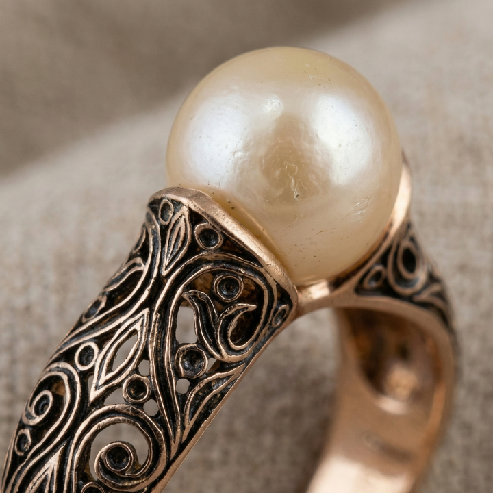 Vintage-Ring mit Goldperle