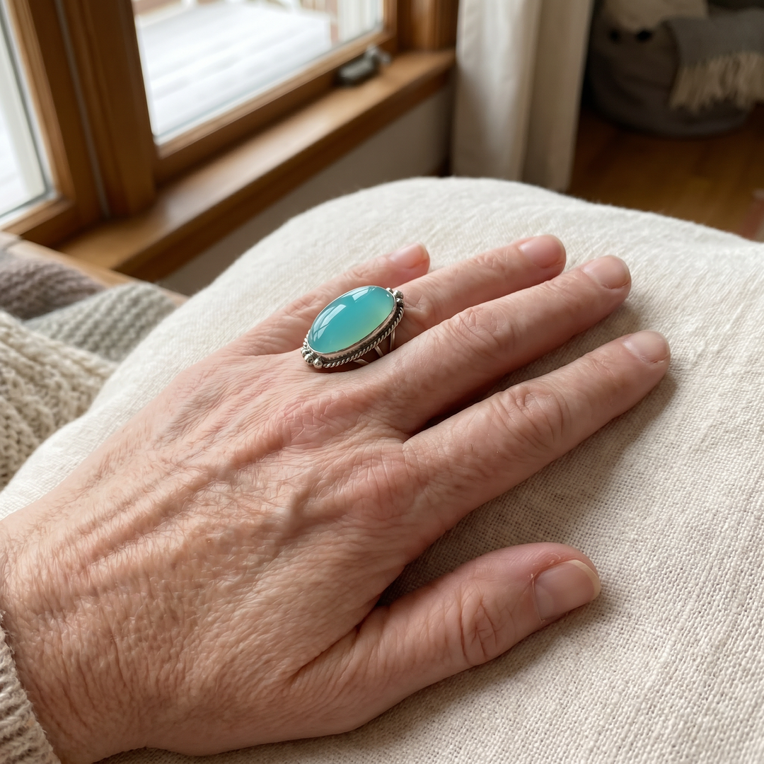 Noemi™ - Ring mit Türkis und Geflochtenem Band