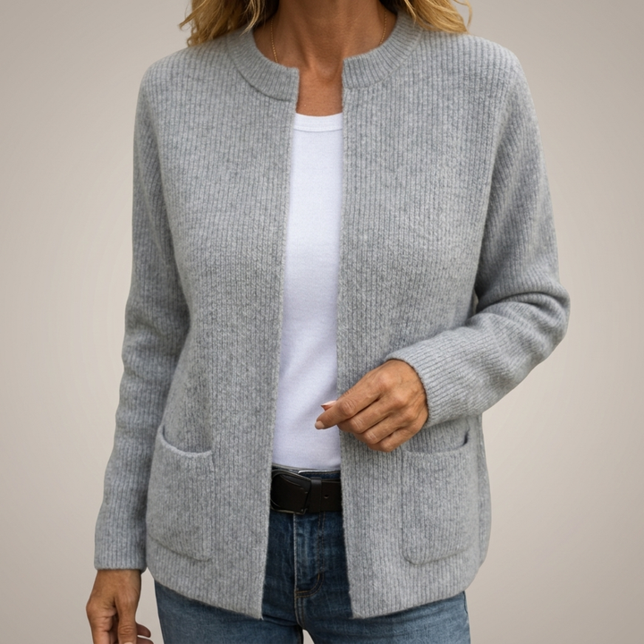 Monika - Weicher Zip-Front Strickcardigan