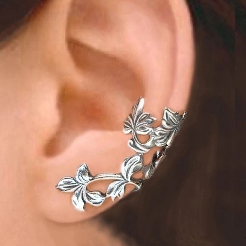 Vintage Blatt Silber Ohrringe