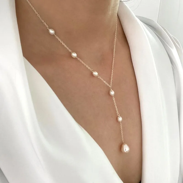 Lariat-Halskette mit Cascading-Perlen