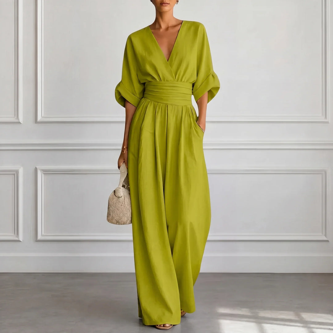 Clara | Weit geschnittener V-Ausschnitt Jumpsuit