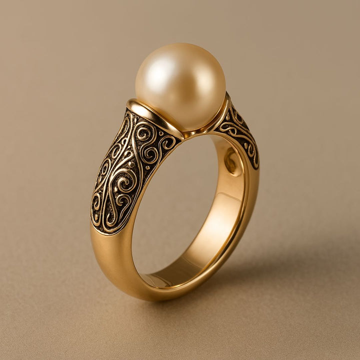 Vintage-Ring aus Perle und zeitlosem Gold