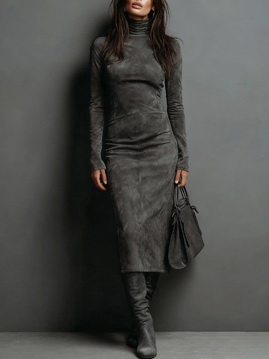 Lorène | Midi Lange Braune Kleid