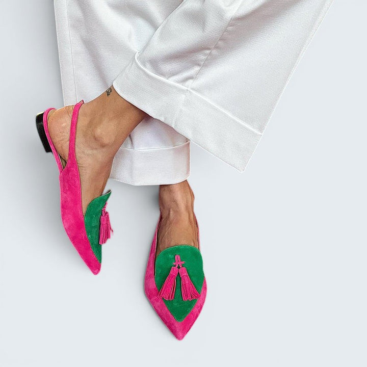 Loredana | Ballerinas mit Fransen und Knöchelriemen
