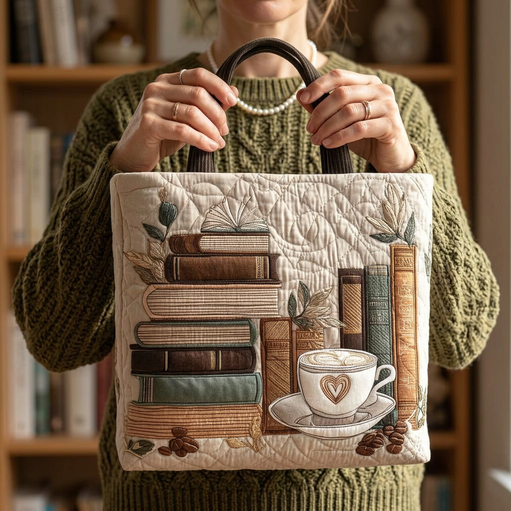 Margareta – Gepolsterte Tragetasche mit Buchmotiv