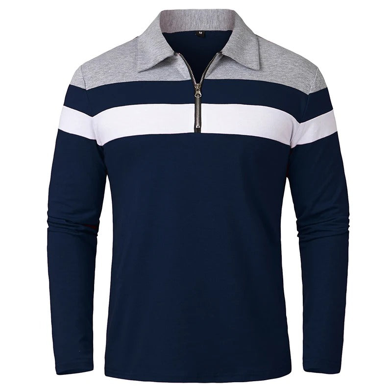 Elegant gestreifter Pullover mit Reißverschluss