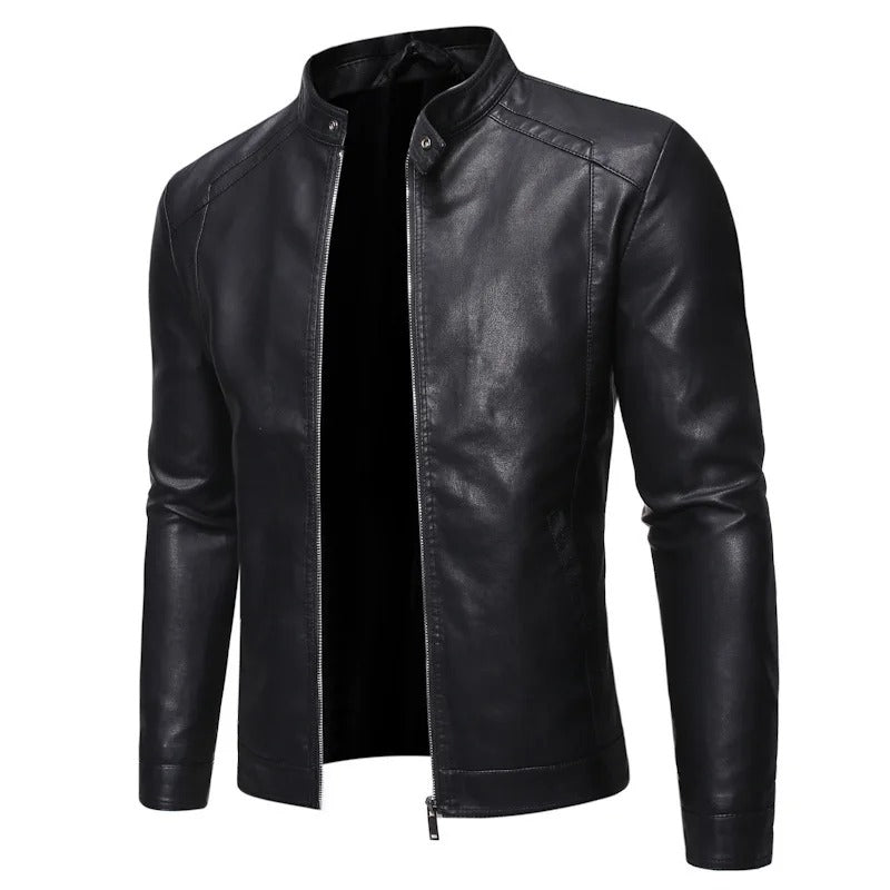 Lederjacke mit Stehkragen