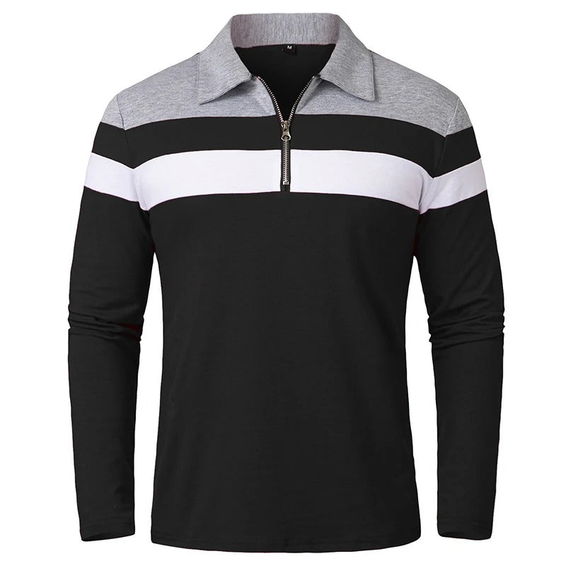 Elegant gestreifter Pullover mit Reißverschluss