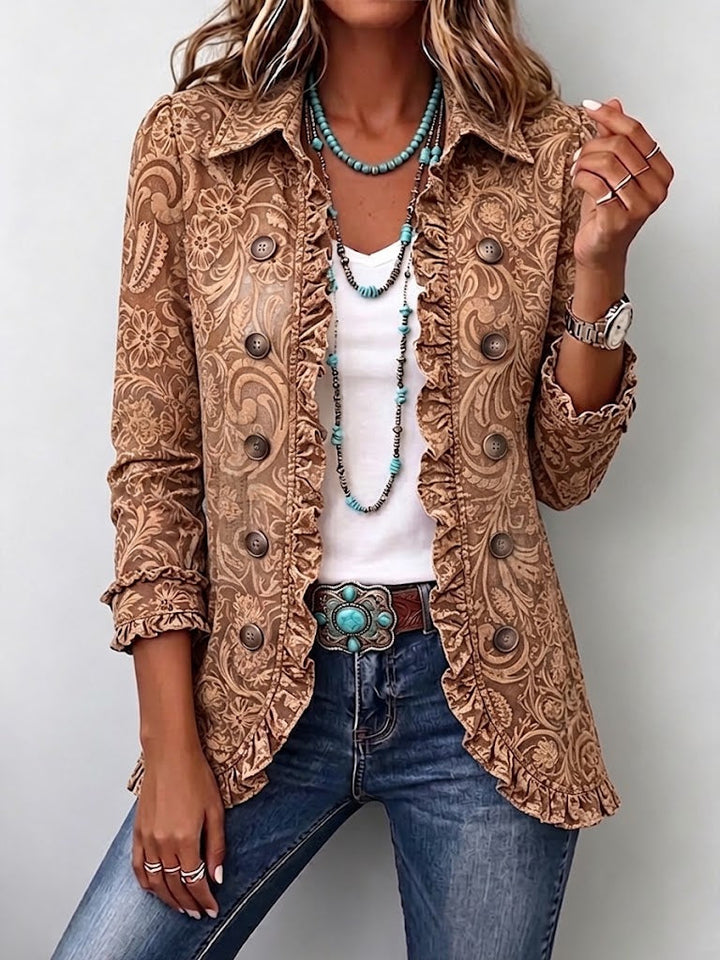 Concepción | Vintage-Blumenjacke mit Rüschen