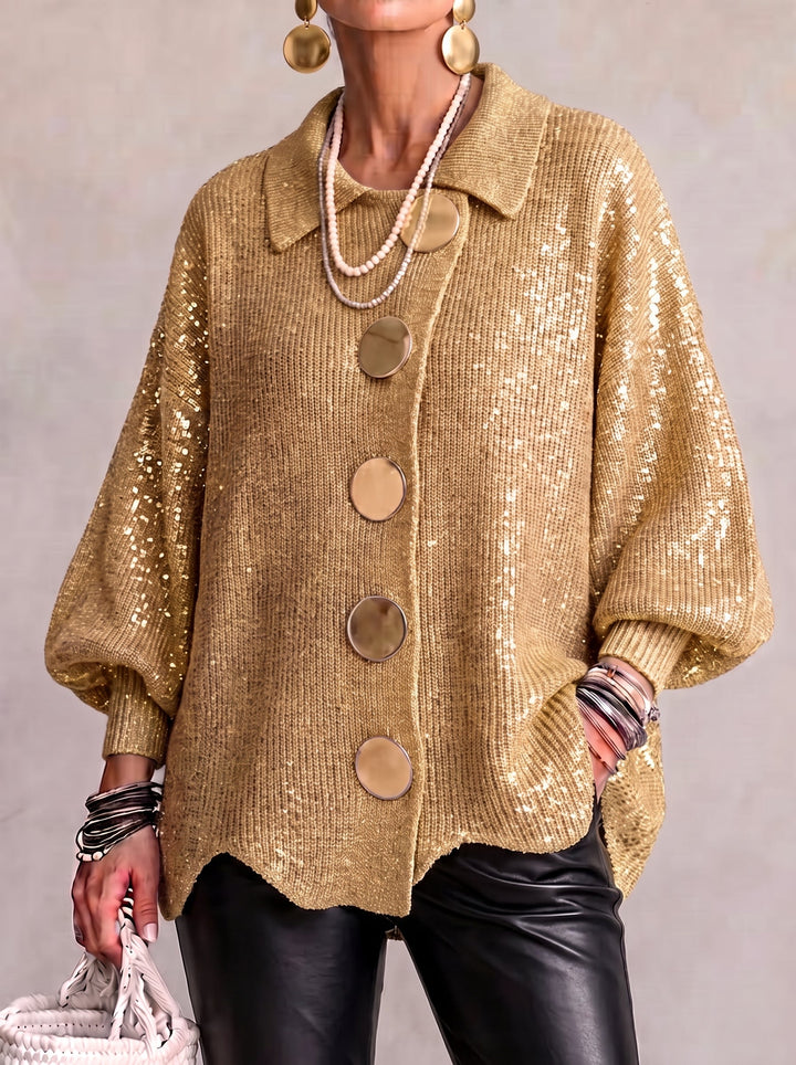 Karina - Oversized Cardigan mit Kragen und Knöpfen