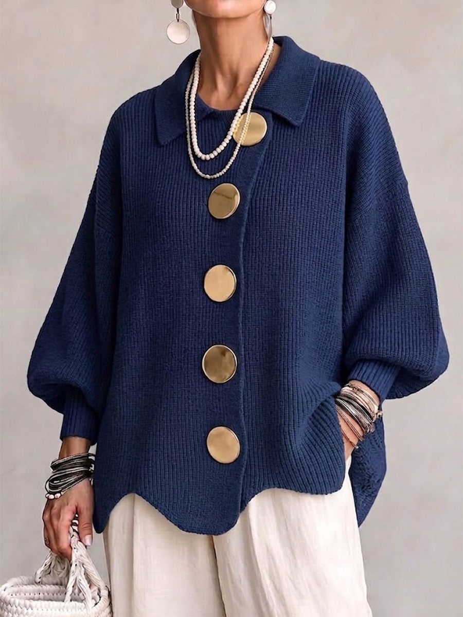 Karina - Oversized Cardigan mit Kragen und Knöpfen