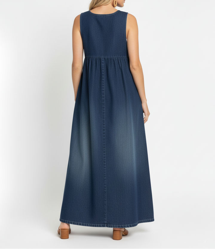 Karen | Langes Vintage-Denim-Kleid mit weichem Baumwolltouch