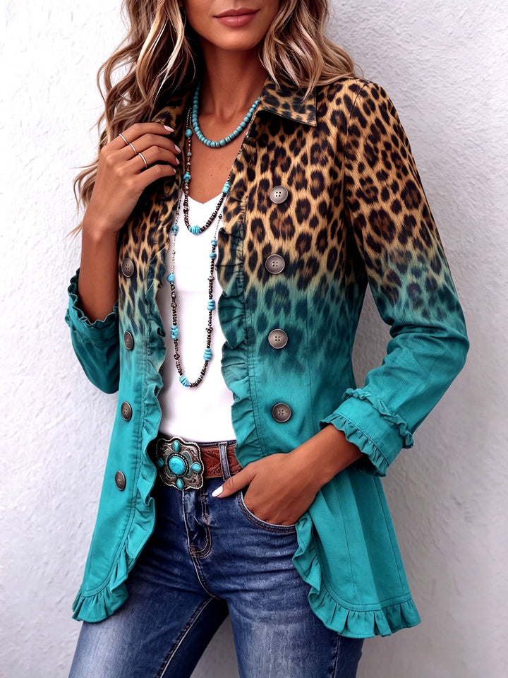 Mercedes | Blazerjacke mit Leopardenmuster und Volants