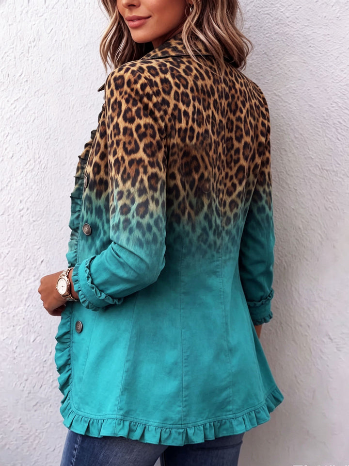 Mercedes | Blazerjacke mit Leopardenmuster und Volants