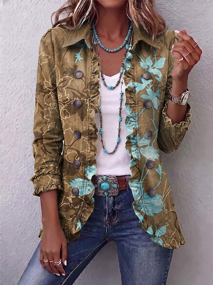 Gesundheit | Floral Verblassende Jacke mit Rüschen