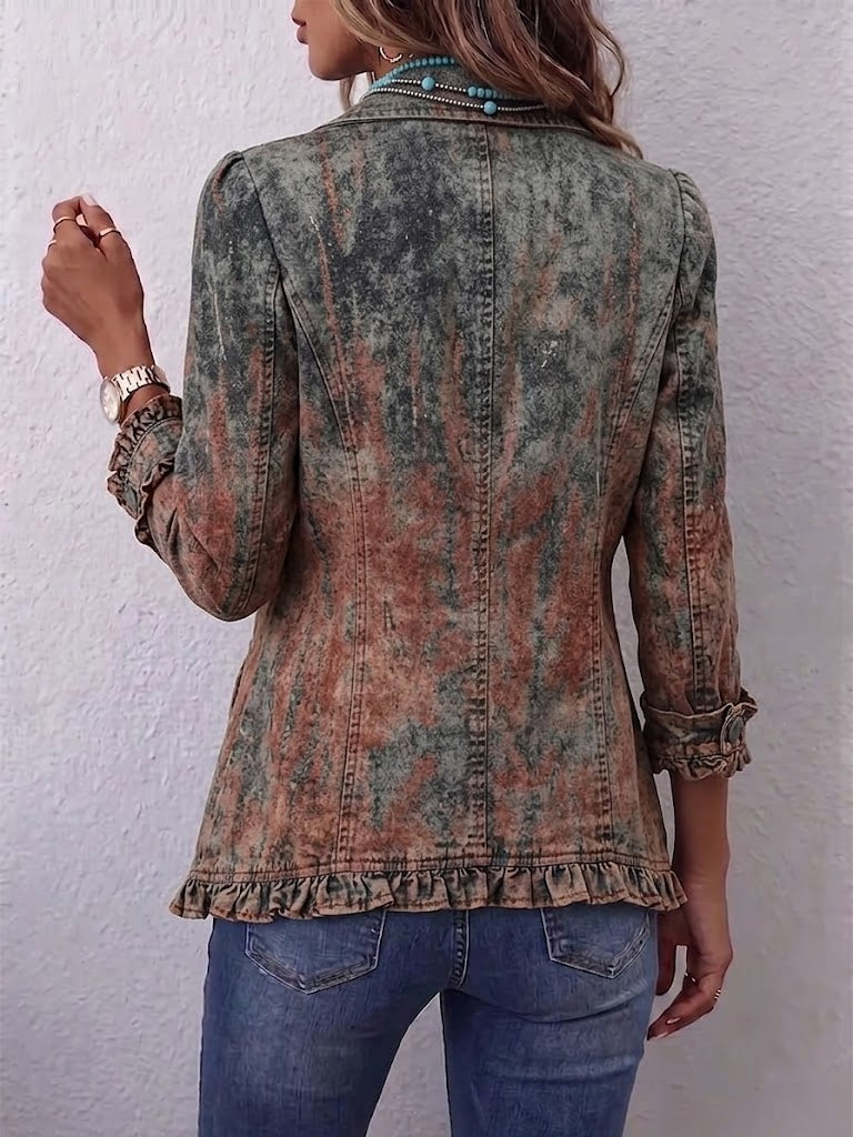 Benita | Texturierte Übergangsjacke mit Volants