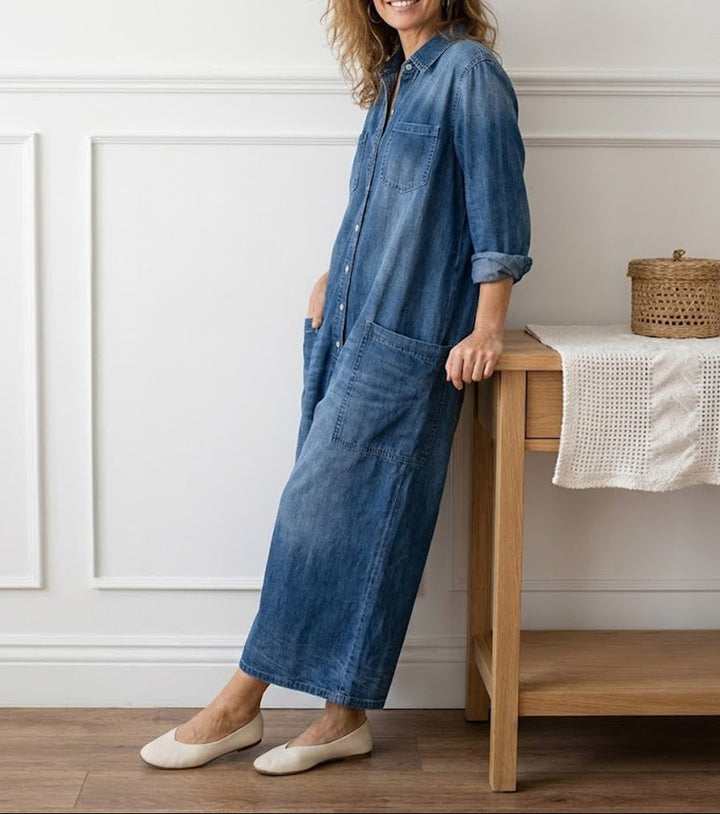 Diana | Vintage-Jumpsuit aus gewaschenem, weichem Denim