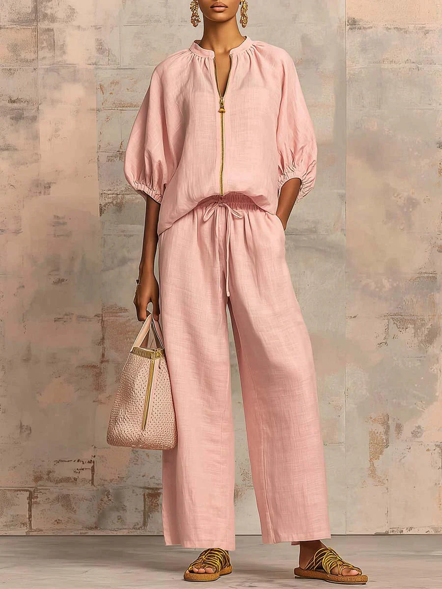 Alba | Zweiteiliges Set: Entspannte Bluse und weit geschnittene Hose