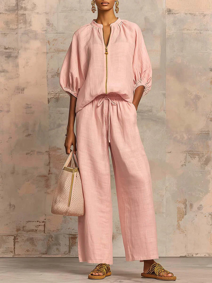Alba | Zweiteiliges Set: Entspannte Bluse und weit geschnittene Hose
