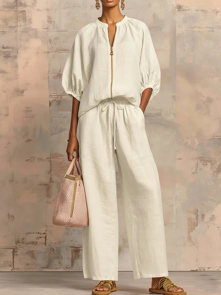 Alba | Zweiteiliges Set: Entspannte Bluse und weit geschnittene Hose