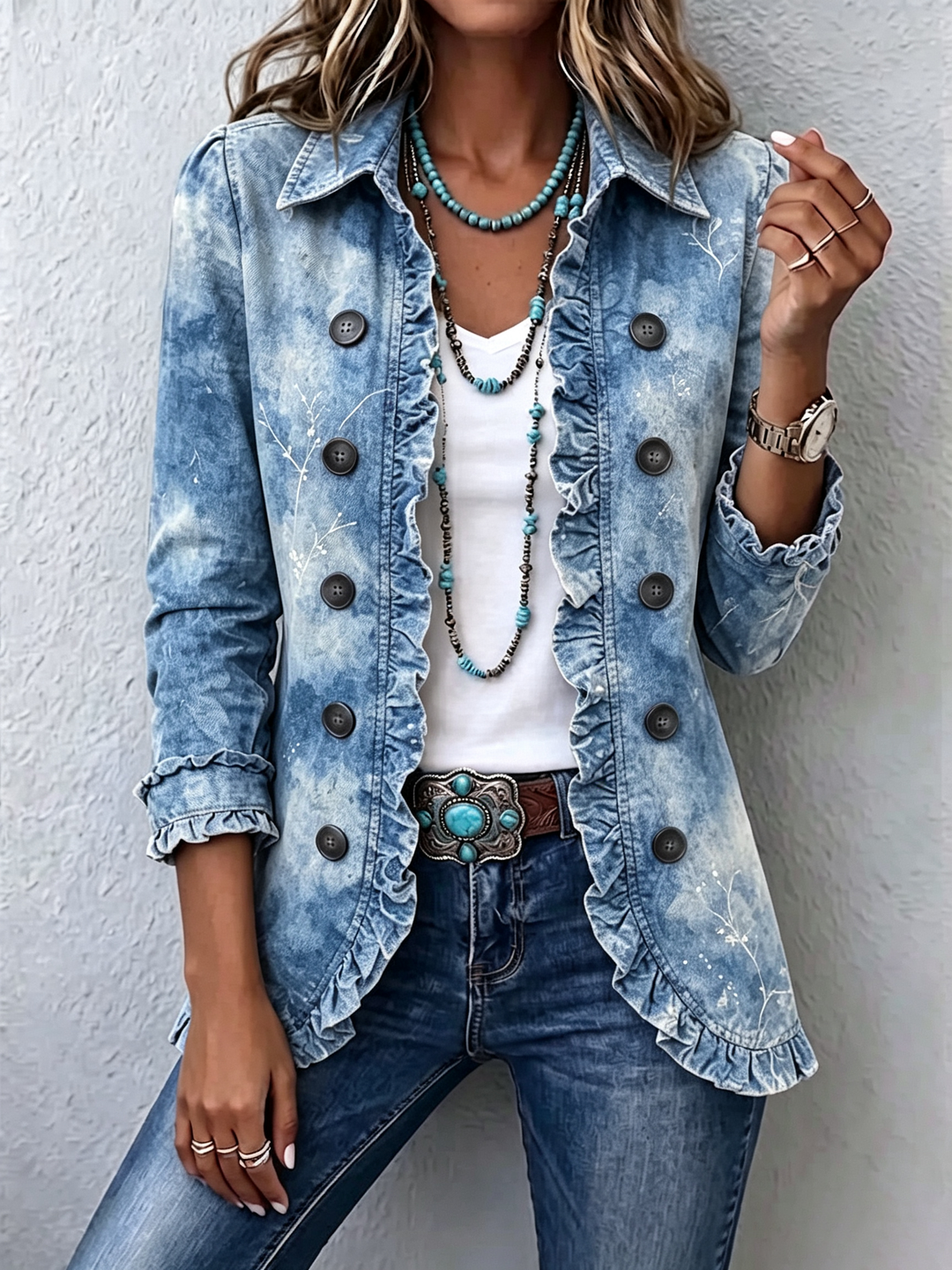 Genoveva | Botanische Jacke mit abgestuftem Volant