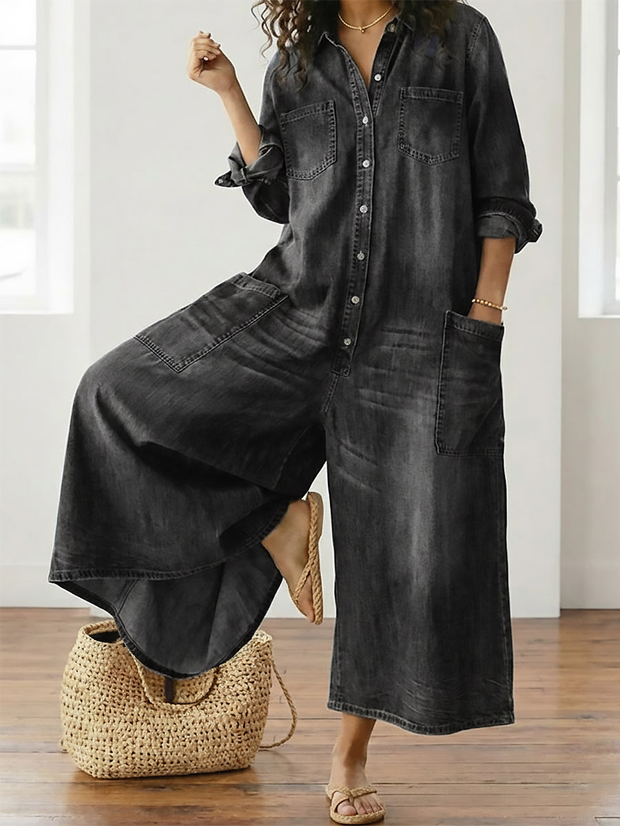 Diana | Vintage-Jumpsuit aus gewaschenem, weichem Denim