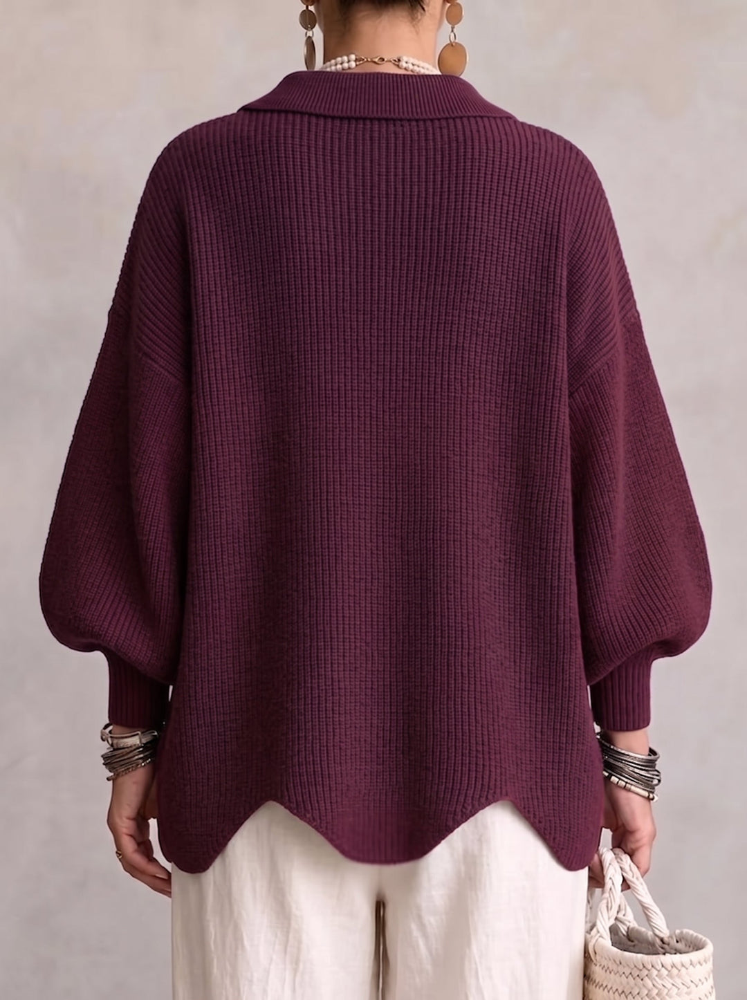 Karina - Oversized Cardigan mit Kragen und Knöpfen