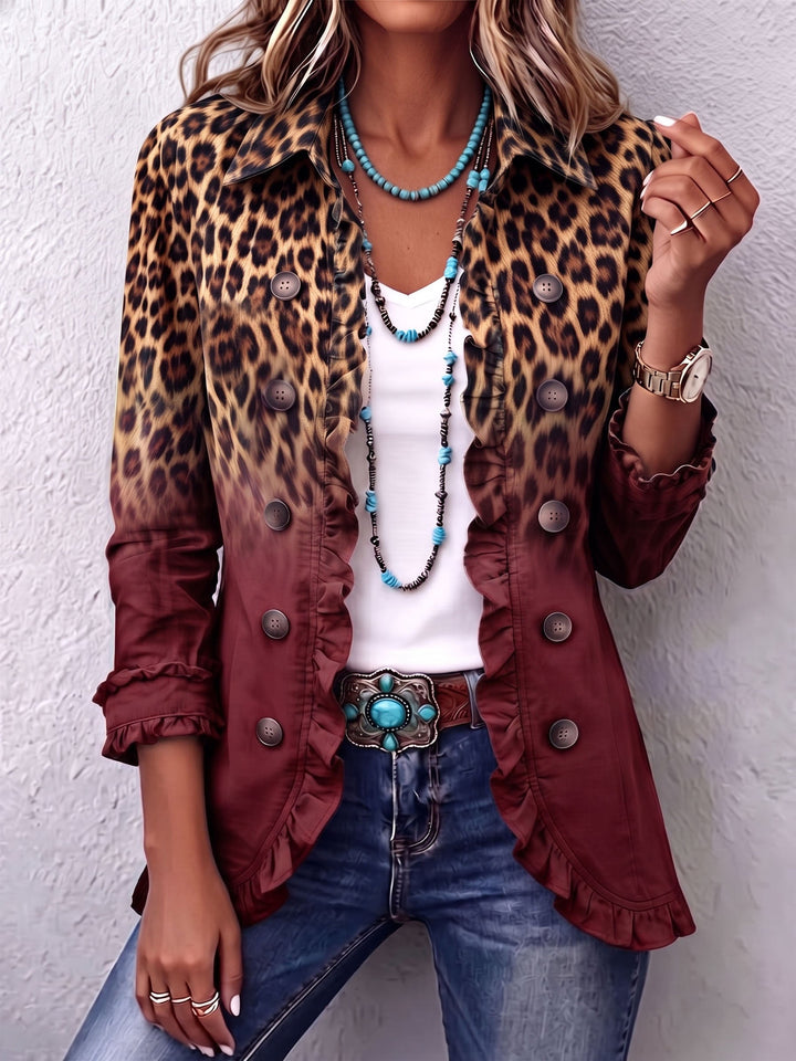 Mercedes | Blazerjacke mit Leopardenmuster und Volants