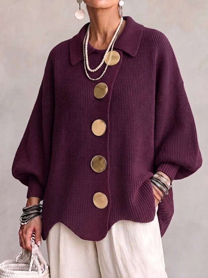 Karina - Oversized Cardigan mit Kragen und Knöpfen