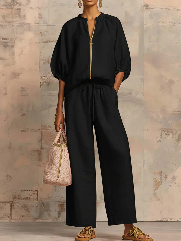 Alba | Zweiteiliges Set: Entspannte Bluse und weit geschnittene Hose