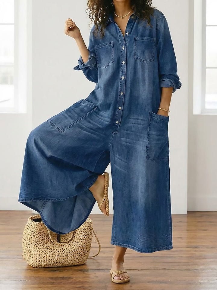 Diana | Vintage-Jumpsuit aus gewaschenem, weichem Denim