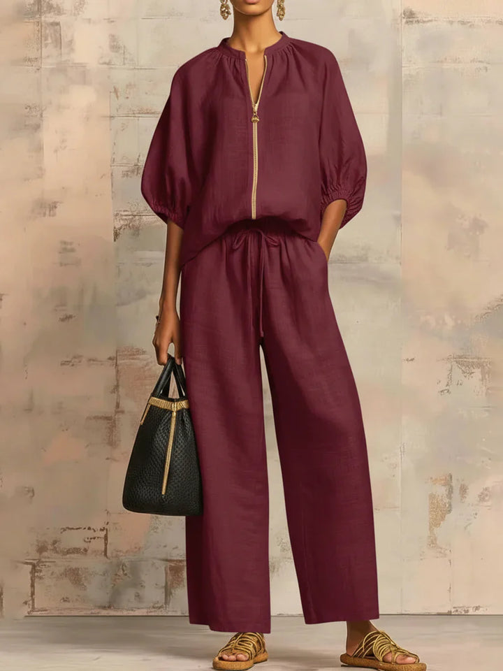 Alba | Zweiteiliges Set: Entspannte Bluse und weit geschnittene Hose