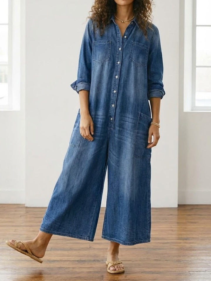 Diana | Vintage-Jumpsuit aus gewaschenem, weichem Denim