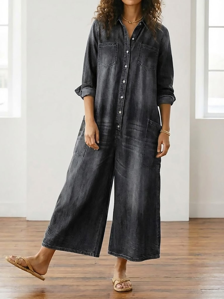 Diana | Vintage-Jumpsuit aus gewaschenem, weichem Denim