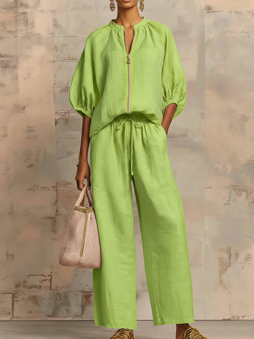 Alba | Zweiteiliges Set: Entspannte Bluse und weit geschnittene Hose