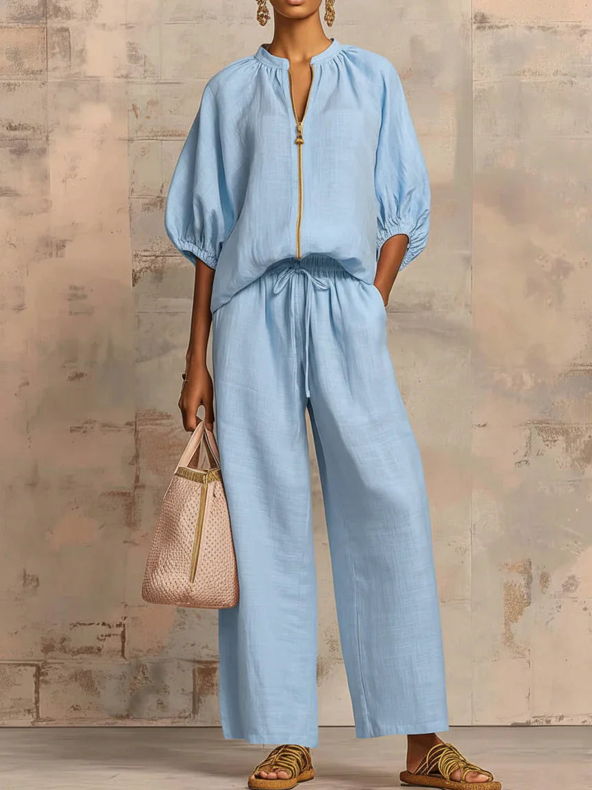 Alba | Zweiteiliges Set: Entspannte Bluse und weit geschnittene Hose